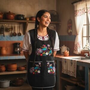 Embroidered  Smock Apron with Front Pockets –  Work & Home Apron 21x30in